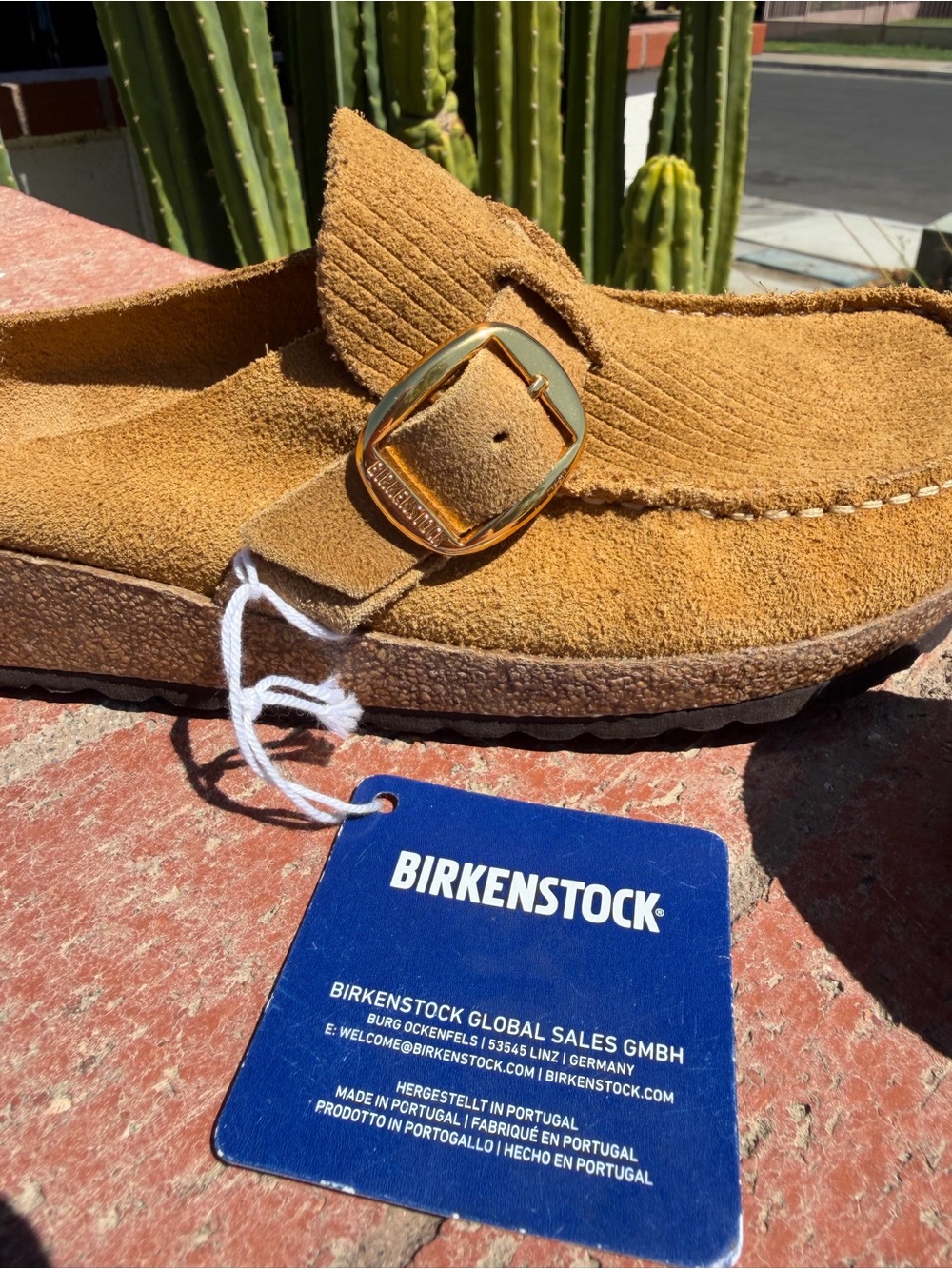 Birkenstock Buckley Suede Slip-On clog with Gold Buckle in wheat NWT 39 - Picture 10 of 14